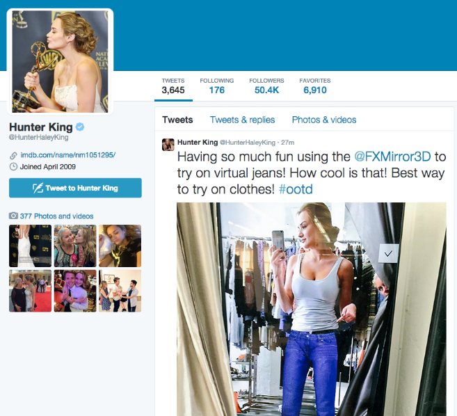 Hunter King 등 셀럽의 자발적 소셜 포스팅